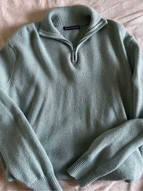 Brandy Melville Sage Green Quarter-Zip Sweater